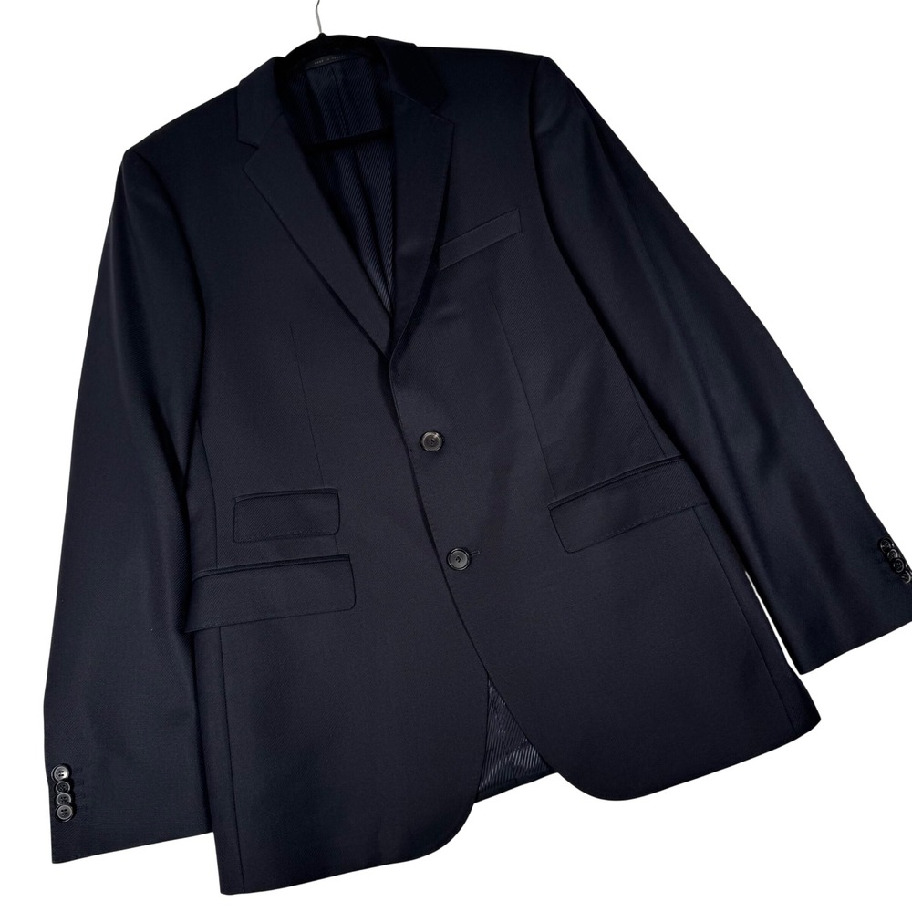 HUGO BOSS Blazer Mens 40L Navy Blue The Sweet3 Sport Coat 2 Button 50211806 FLAW